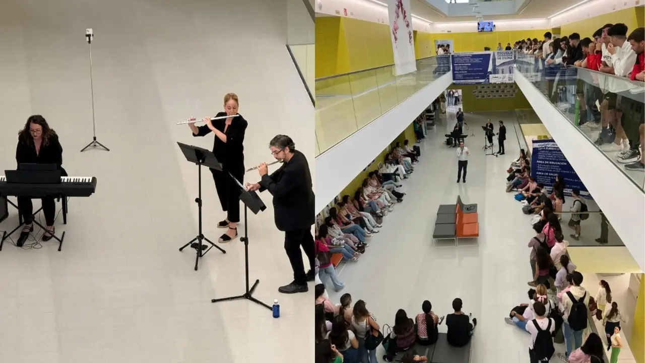 Actuaci&oacute;n &ldquo;Eres m&uacute;sica&rdquo;, organizada por el Conservatorio Profesional de M&uacute;sica de Osuna dentro de la Semana contra el C&aacute;ncer de Mama de la Escuela Universitaria de Osuna.