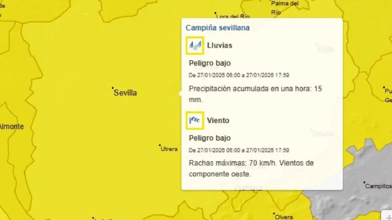 Aviso amarillo en la campi&ntilde;a sevillana AEMET