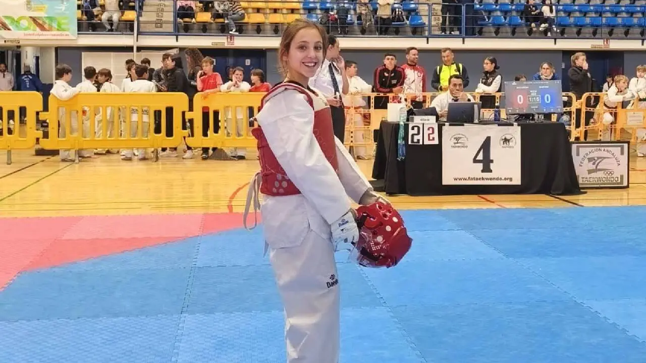 Macarena Torralba Campos tras el Campeonato andaluz precadete de Taekwondo.