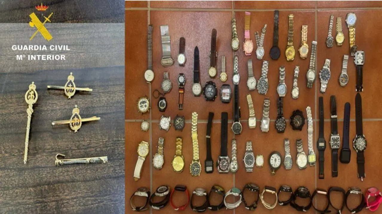 Objetos robados. Imagen de la Guardia Civil.